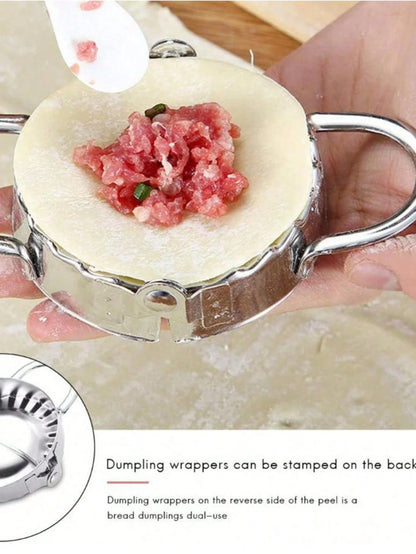 1pc Stainless Steel Dumpling Maker, Dumpling Skin Cutter, Handmade Dumpling Packaging Tool, Meat Filling Cake Rolling Pin, Dough Cutting And Shaping Tool, Baking Kitchen Helper, Suitable For Making Du