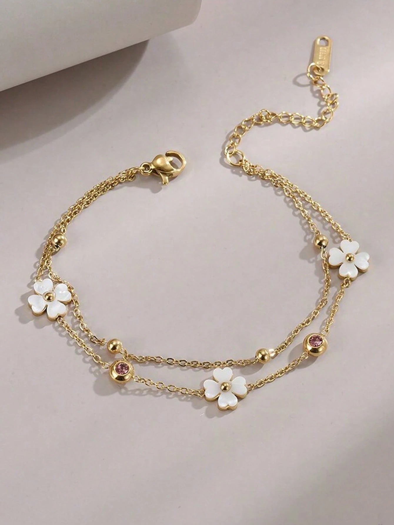 1pc Stainless Steel Four-Leaf Flower Beach Anklet For Women