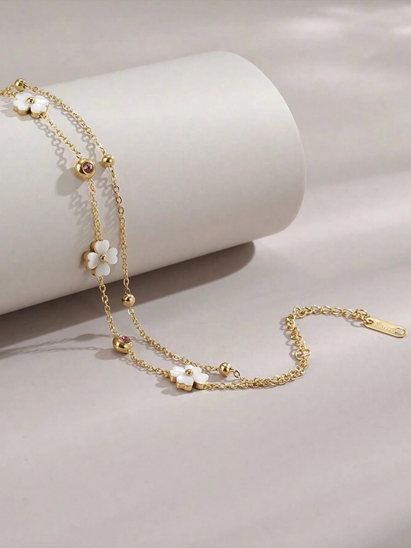 1pc Stainless Steel Four-Leaf Flower Beach Anklet For Women