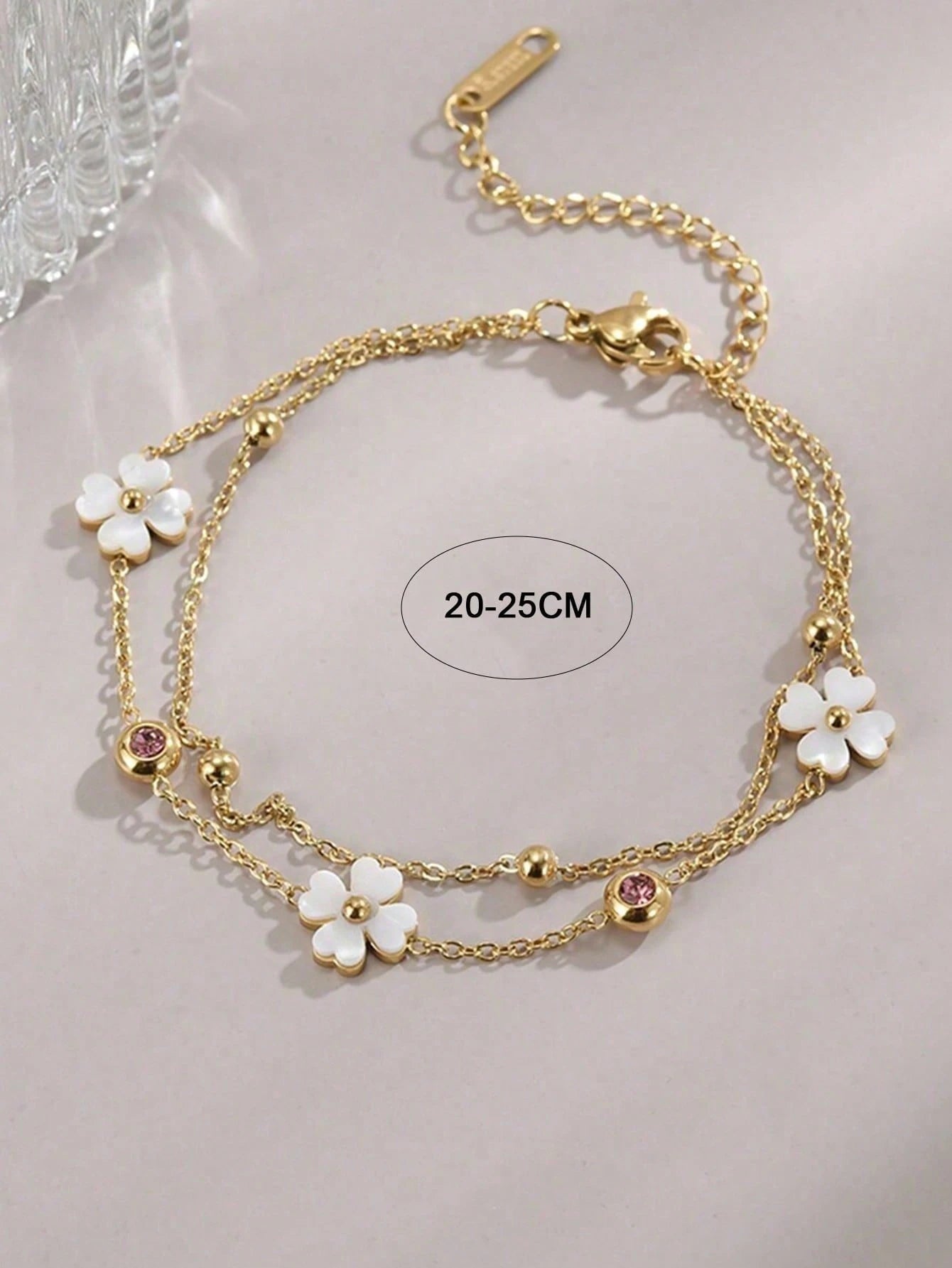 1pc Stainless Steel Four-Leaf Flower Beach Anklet For Women