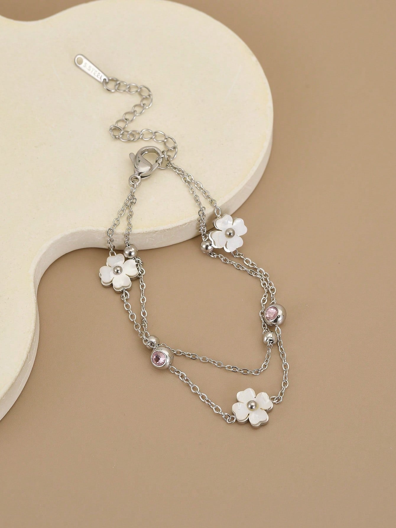 1pc Stainless Steel Four-Leaf Flower Beach Anklet For Women