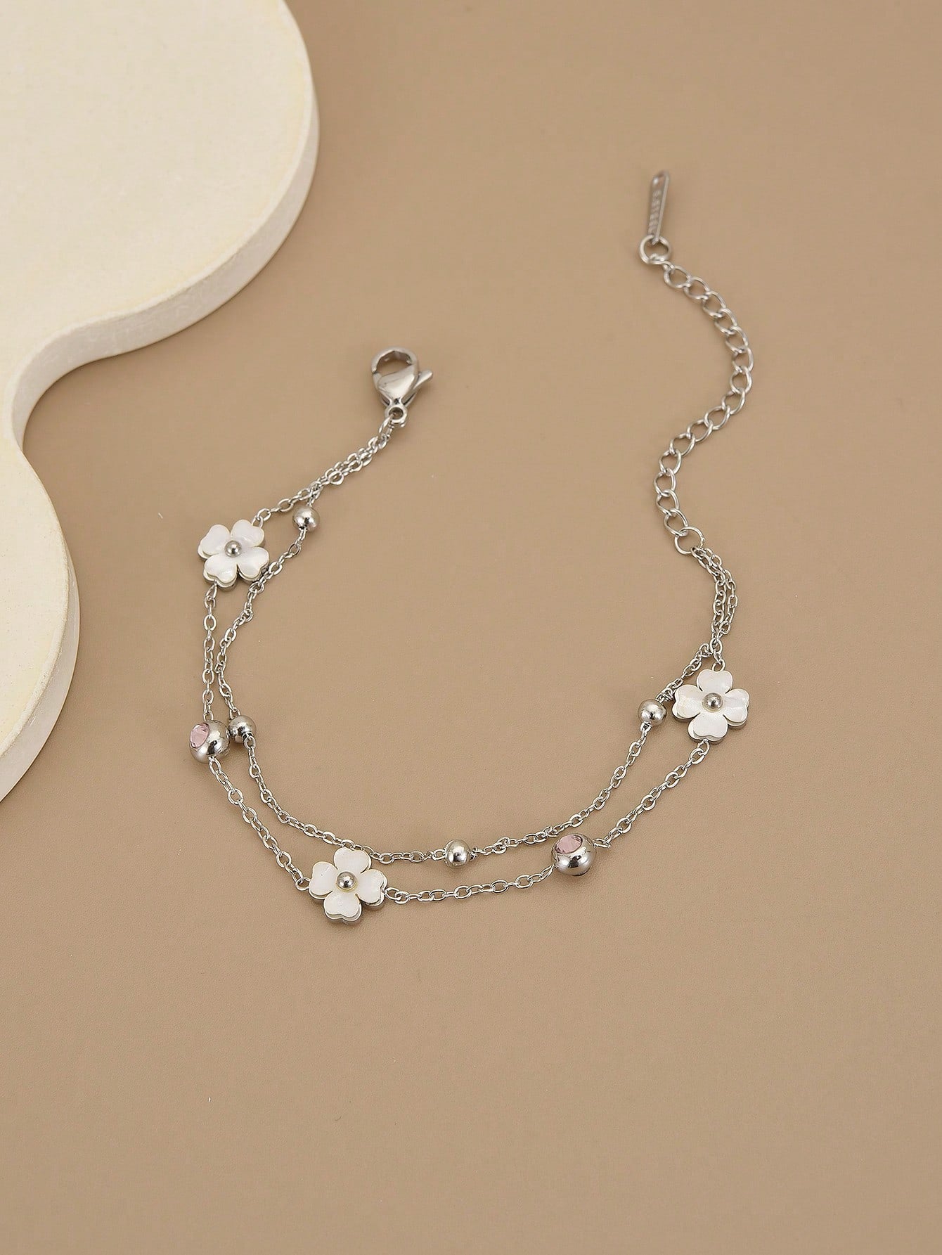1pc Stainless Steel Four-Leaf Flower Beach Anklet For Women