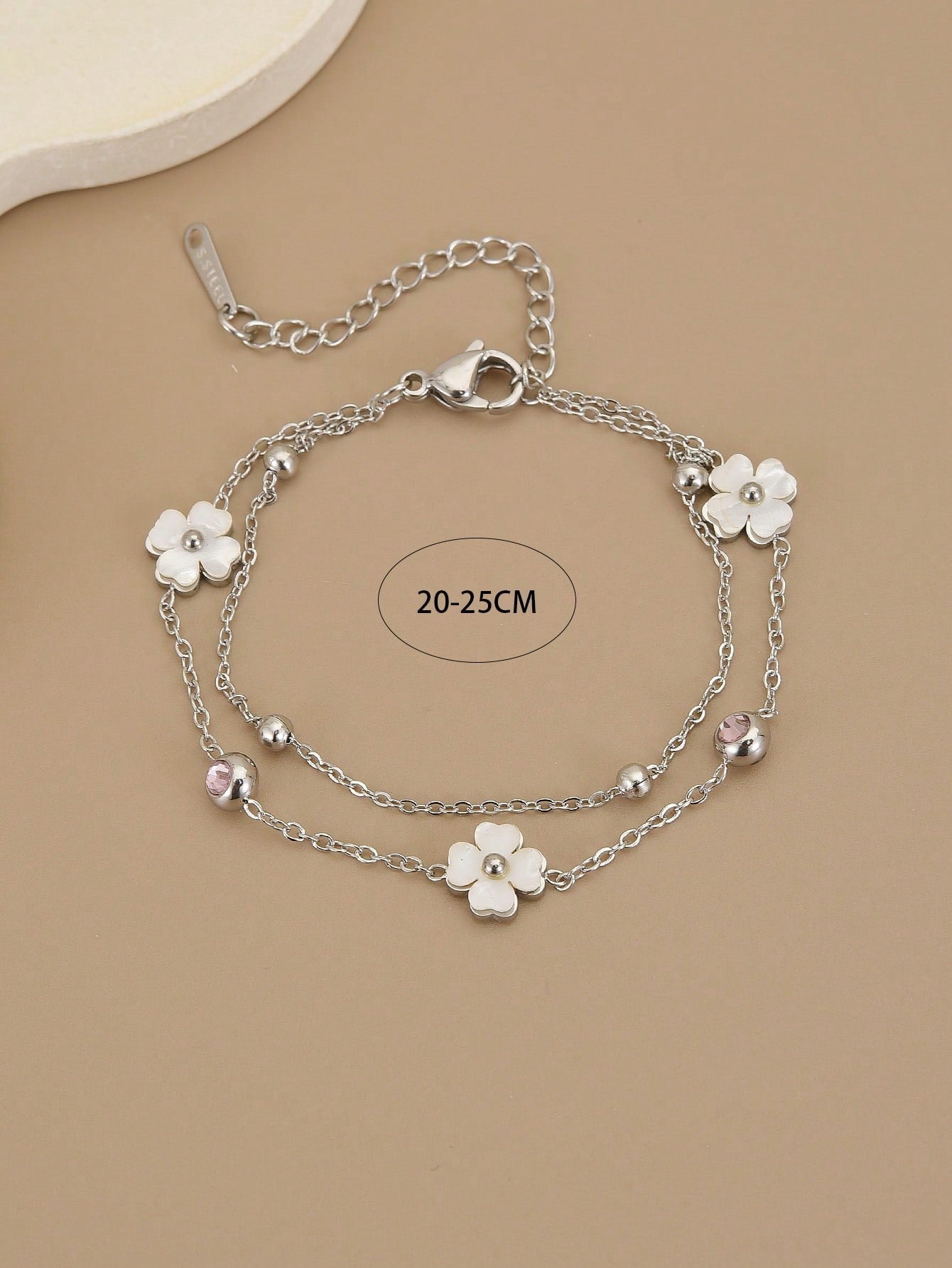 1pc Stainless Steel Four-Leaf Flower Beach Anklet For Women