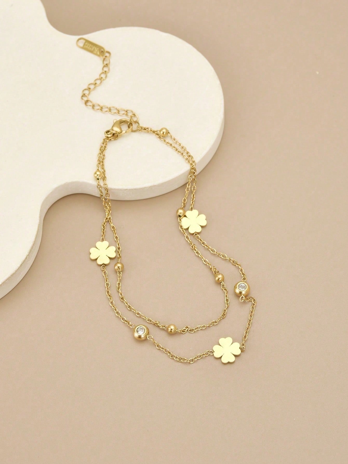 1pc Stainless Steel Four-Leaf Flower Beach Anklet For Women