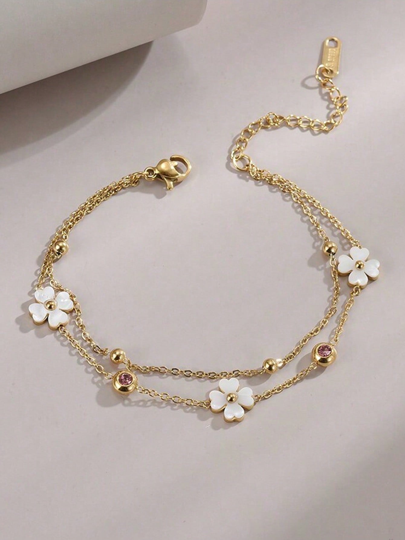 1pc Stainless Steel Four-Leaf Flower Beach Anklet For Women