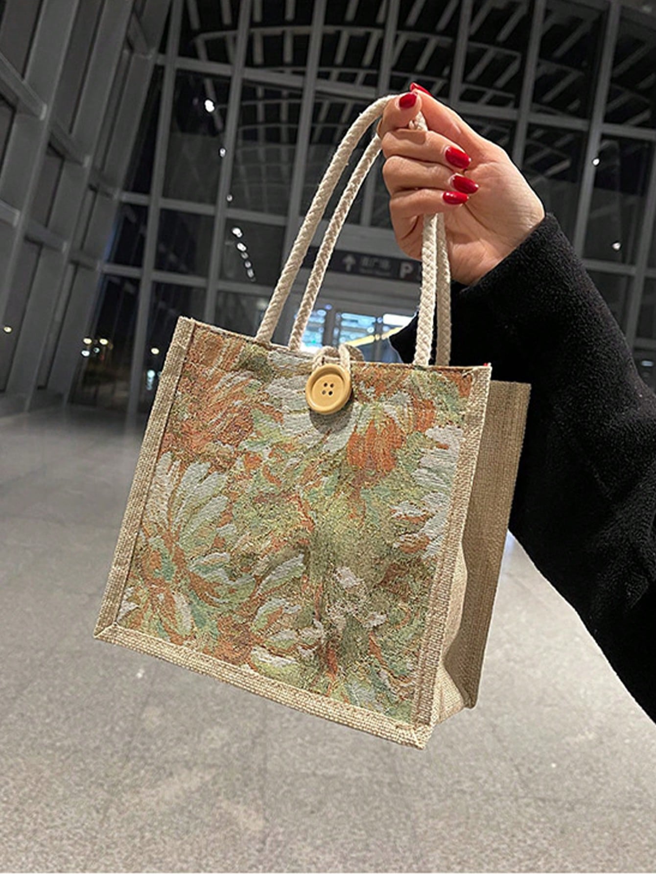 1PC Student Korean Style Handbag Women Fashion Linen Lunch Bag Japanese Canvas