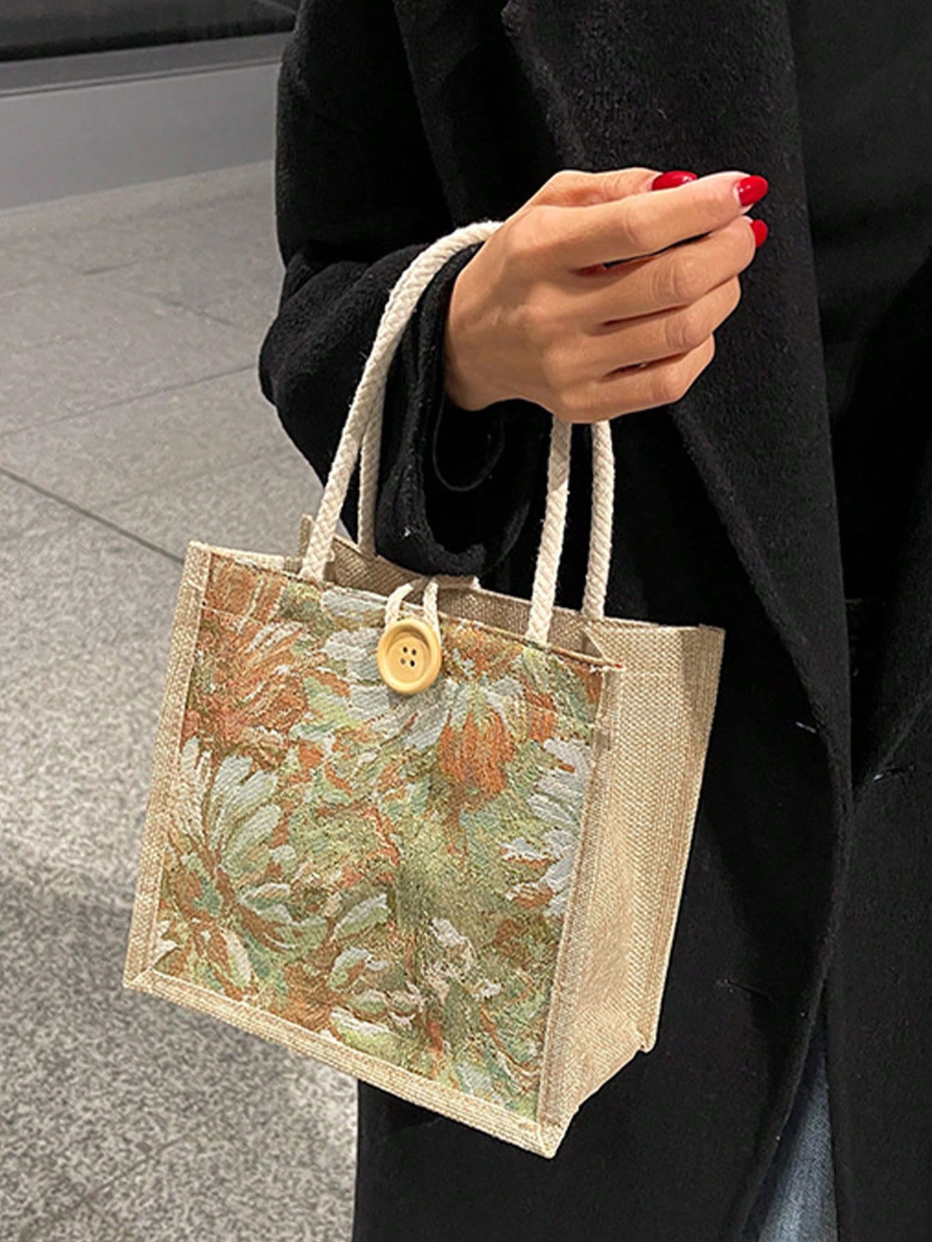 1PC Student Korean Style Handbag Women Fashion Linen Lunch Bag Japanese Canvas