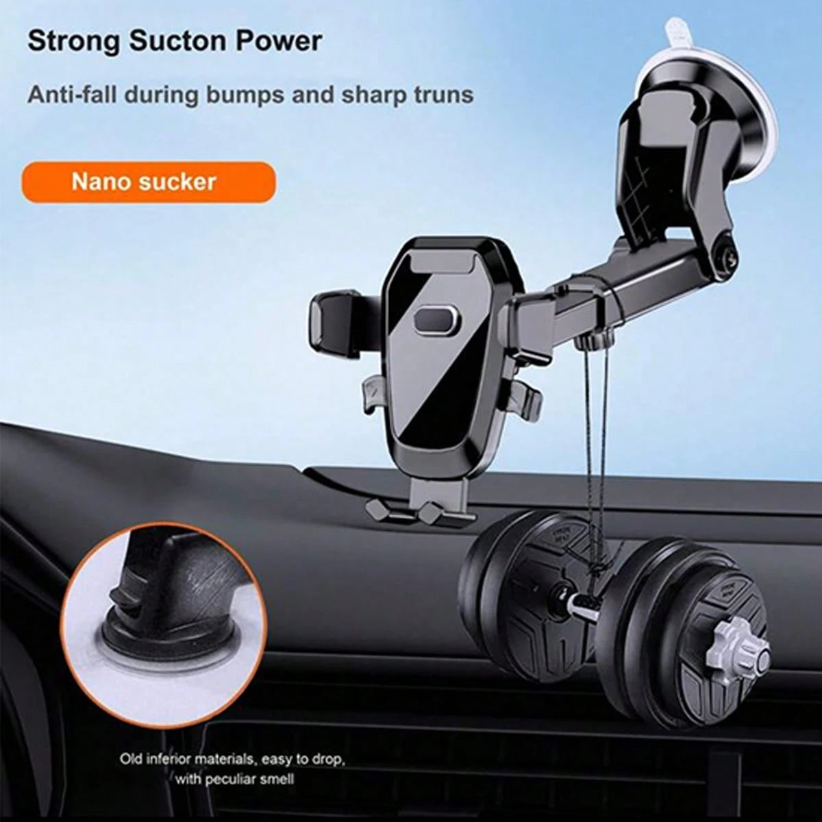 1pc Suction Cup Car Phone Holder, Suction Cup Car Phone Mount, Mobile Smartphone Holder, Tablet Holder For Dashboard & Windshield, Adjustable Arm, Easy Installation