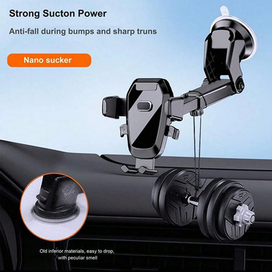 1pc Suction Cup Car Phone Holder, Suction Cup Car Phone Mount, Mobile Smartphone Holder, Tablet Holder For Dashboard & Windshield, Adjustable Arm, Easy Installation
