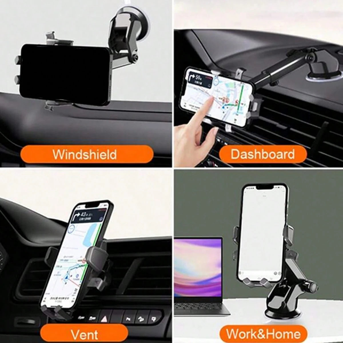 1pc Suction Cup Car Phone Holder, Suction Cup Car Phone Mount, Mobile Smartphone Holder, Tablet Holder For Dashboard & Windshield, Adjustable Arm, Easy Installation