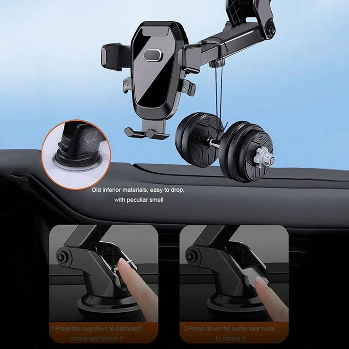 1pc Suction Cup Car Phone Holder, Suction Cup Car Phone Mount, Mobile Smartphone Holder, Tablet Holder For Dashboard & Windshield, Adjustable Arm, Easy Installation