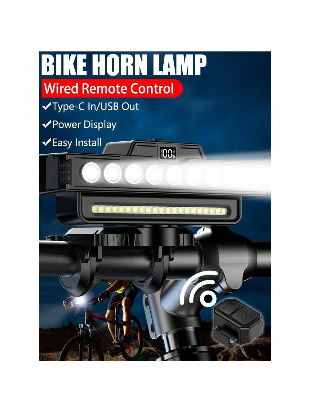 1pc Super Bright LED Bicycle Light, USB Rechargeable Bicycle Front Light, Waterproof Bicycle Front Light, Daytime Running Light, Mountain Bike Off-Road Riding Commuting Light