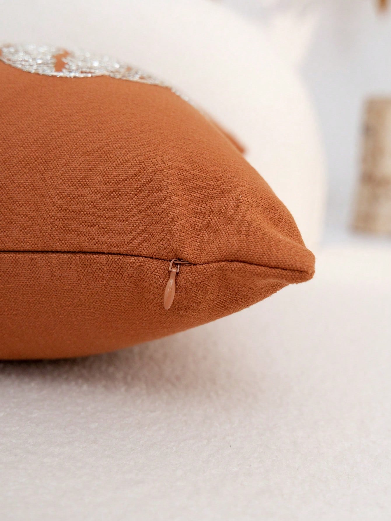 1pc Thanksgiving Orange Pumpkin Embroidered Pillow Case, Suitable For Indoor Decoration, Thanksgiving Decor, All Season Pillow Case, Without Insert