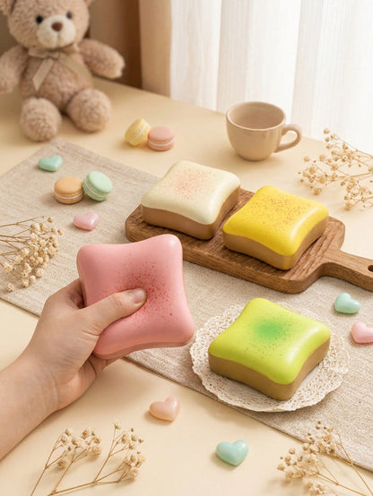 1pc Toast Bread Squishy Toy, Soft Slow Rebound Stress Relief Squeeze Toy With Crisp Sound, For Pressure Relief And Sensory Fingertip Play, Desktop Decoration, Birthday Holiday Party Gift Creative, Squ