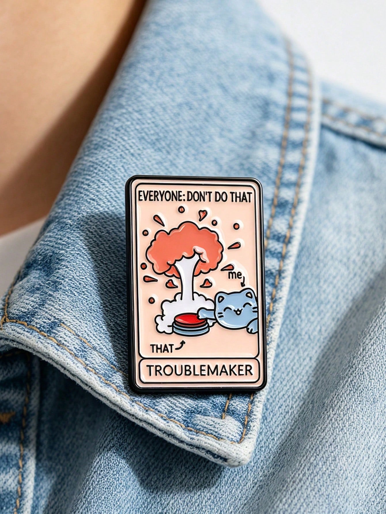 1pc Troublem Aker Cat Brooch, Funny Metal Badge, Creative Decorative Brooch, Suitable For Backpack, Suitable For Men And Women Daily Wear