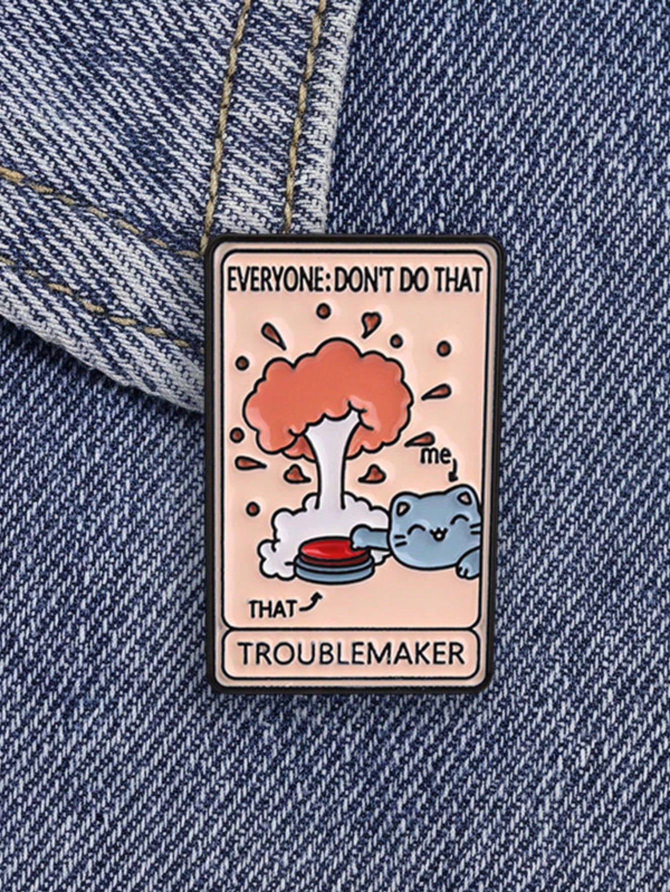 1pc Troublem Aker Cat Brooch, Funny Metal Badge, Creative Decorative Brooch, Suitable For Backpack, Suitable For Men And Women Daily Wear