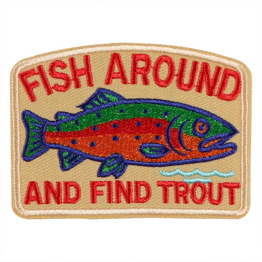 1pc Trout Embroidered Patch, Suitable For Backpacks, Hats, Jackets, Fishing Enthusiasts Patch, Iron-On