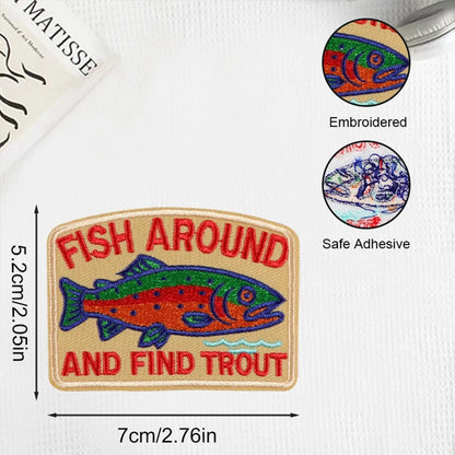 1pc Trout Embroidered Patch, Suitable For Backpacks, Hats, Jackets, Fishing Enthusiasts Patch, Iron-On