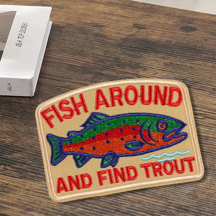 1pc Trout Embroidered Patch, Suitable For Backpacks, Hats, Jackets, Fishing Enthusiasts Patch, Iron-On
