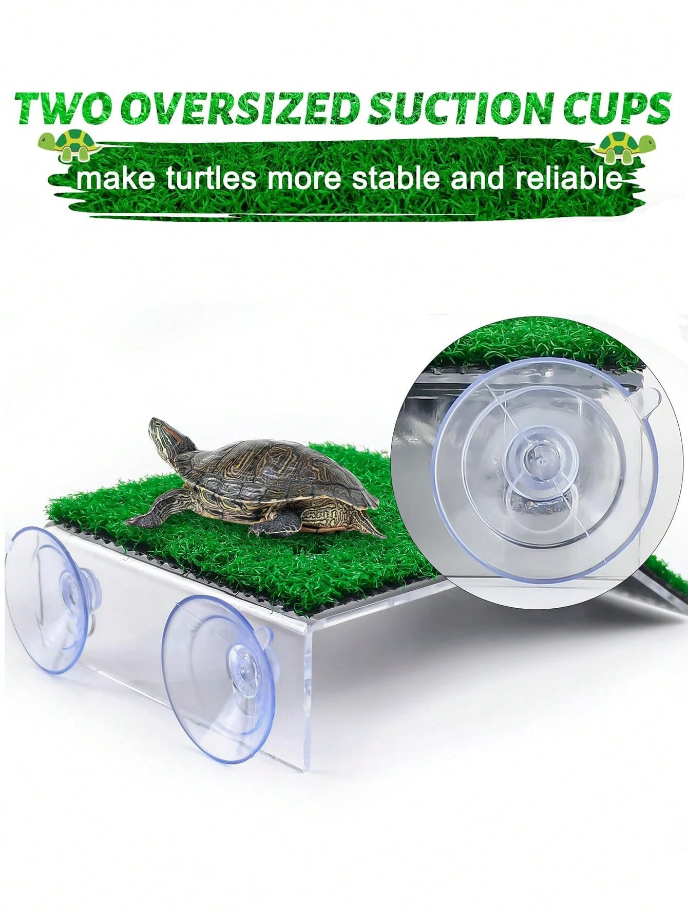 1pc Turtle Sunbathing Floating Island With Artificial Grass Platform- Turtle Tank/ Fish Tank Decoration Reptile Accessories Mini Swimming Ring Suitable For Brazilian Squirrel/ Water Turtle/ Land T