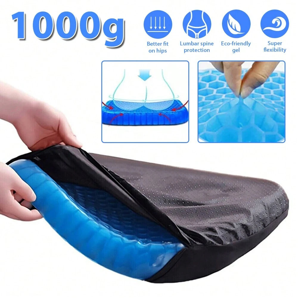 1pc Ultra-Comfortable Honeycomb Gel Seat Cushion Set With Breathable Fabric- Cool And Comfortable For Office, Car, And Home Chairs| Breathable, Soft Fabric Hip Pad For Long Sitting Use