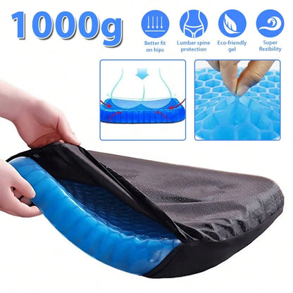 1pc Ultra-Comfortable Honeycomb Gel Seat Cushion Set With Breathable Fabric- Cool And Comfortable For Office, Car, And Home Chairs| Breathable, Soft Fabric Hip Pad For Long Sitting Use