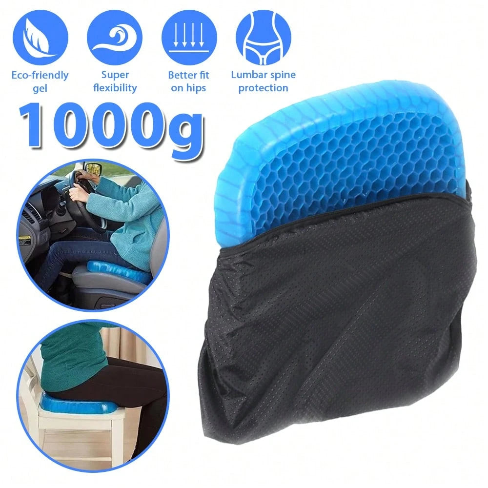 1pc Ultra-Comfortable Honeycomb Gel Seat Cushion Set With Breathable Fabric- Cool And Comfortable For Office, Car, And Home Chairs| Breathable, Soft Fabric Hip Pad For Long Sitting Use