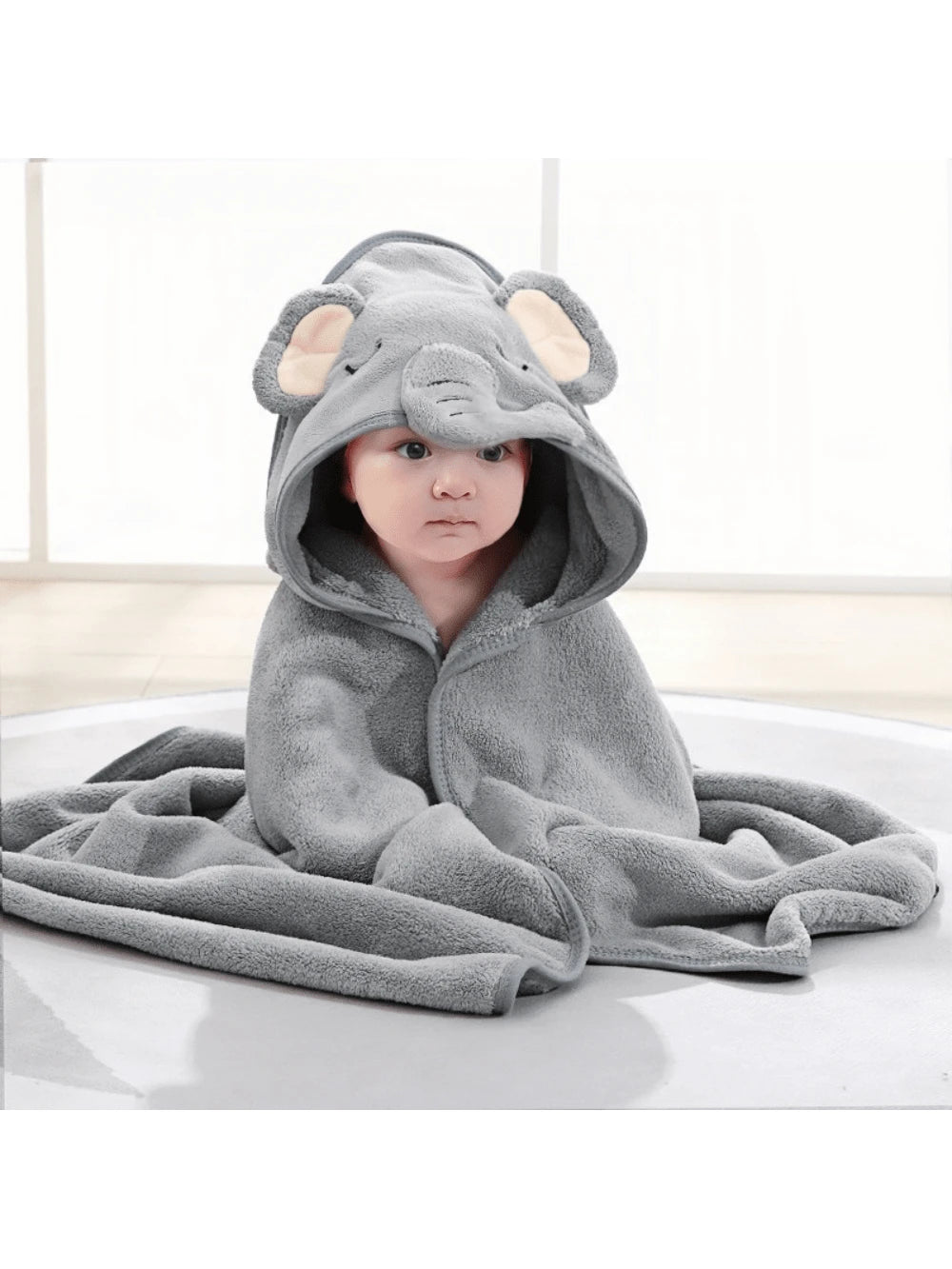 1pc Unisex Baby Animal Face Hooded Towel, Unique Animal Design Super Soft Newborn Bath Towel, Essential Baby Hooded Towel, Children Bathrobe For Bathroom Use