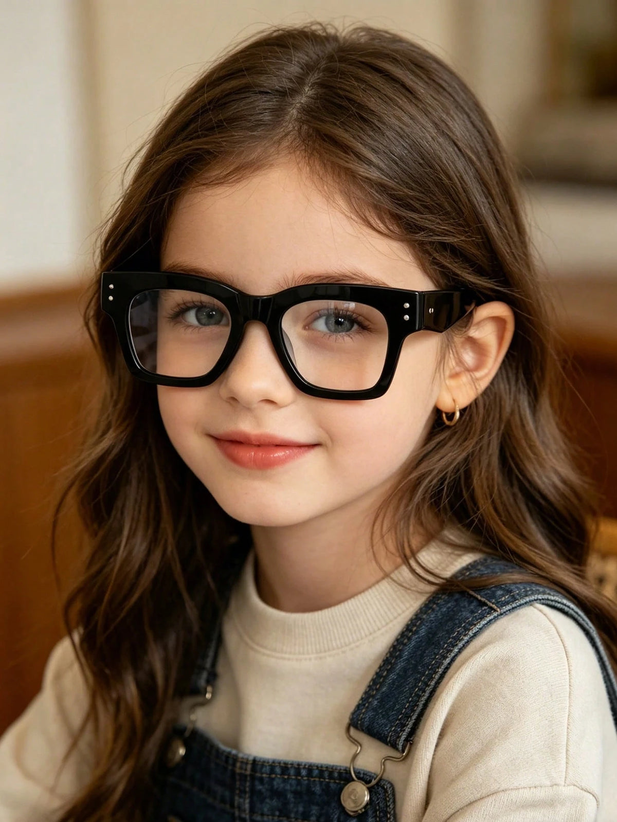 1pc Unisex Kids 6-12 Years Old Classic Casual Square Eyeglass Frames, Transparent And Black Polycarbonate Frames With Clear Lenses, Lightweight And Pressure-Free, Suitable For Daily School Wear, Inclu