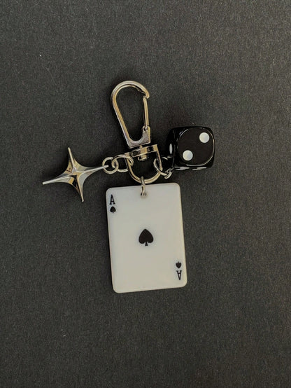 1pc Unisex New Creative Cartoon Dice Keychain Acrylic Playing Card Pendant Fashion Personalized Bag Charm Backpack Decor Keychain For Bag Car Accessories For Women