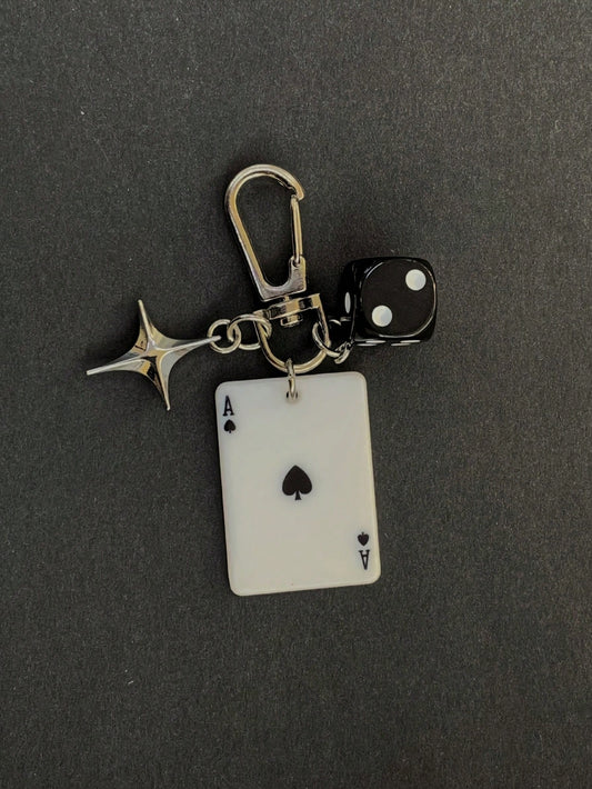 1pc Unisex New Creative Cartoon Dice Keychain Acrylic Playing Card Pendant Fashion Personalized Bag Charm Backpack Decor Keychain For Bag Car Accessories For Women