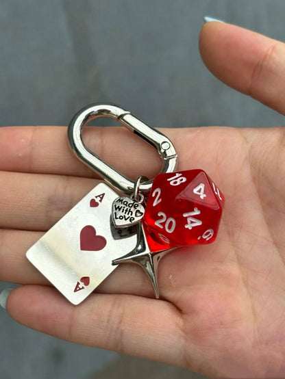 1pc Unisex New Creative Cartoon Dice Keychain Acrylic Playing Card Pendant Fashion Personalized Bag Charm Backpack Decor Keychain For Bag Car Accessories For Women