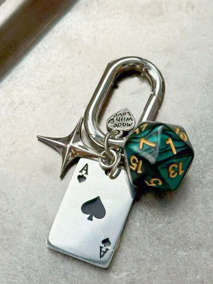 1pc Unisex New Creative Cartoon Dice Keychain Acrylic Playing Card Pendant Fashion Personalized Bag Charm Backpack Decor Keychain For Bag Car Accessories For Women