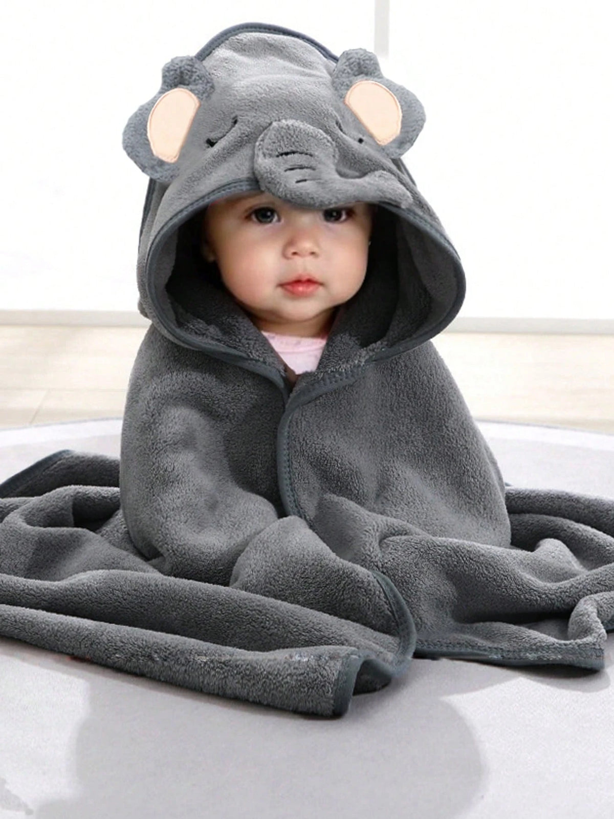 1pc Unisex Polyester Fabric Hooded Coral Fleece Soft & Quick Dry Bathrobes, Baby Blanket Wrap, Suitable For Bathroom, Beach, All Seasons, Size 80cm/31.5inch*80cm/31.5inch