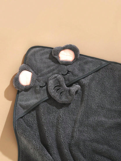 1pc Unisex Polyester Fabric Hooded Coral Fleece Soft & Quick Dry Bathrobes, Baby Blanket Wrap, Suitable For Bathroom, Beach, All Seasons, Size 80cm/31.5inch*80cm/31.5inch