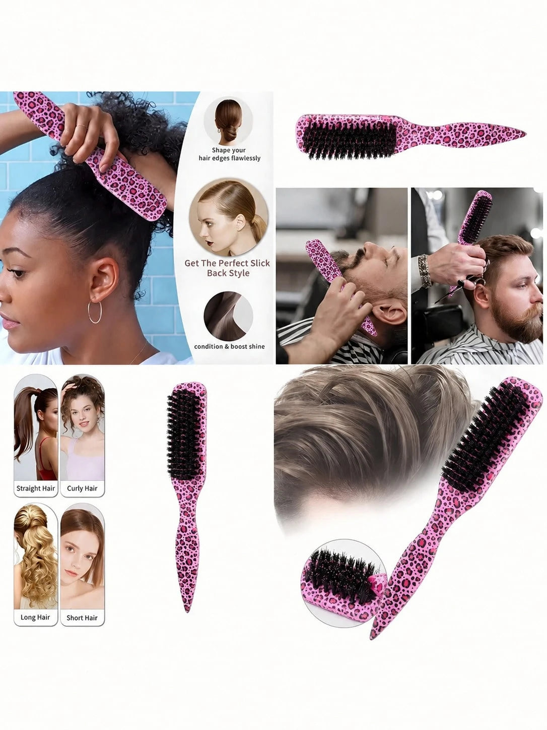 1pc Unisex Professional Smooth Hair Comb, Fragrance-Free Barber Brush, Soft Beard Brush, Cleaning Brush, Suitable For Coarse And Fine Hair, Can Create Smooth Ponytail And Fluffy Hairstyles, Convenient