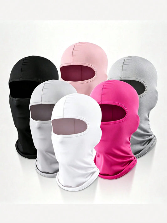 1pc Unisex Solid Color Printed Balaclava Headwear Set, Single Hole Full Face Mask, Suitable For Daily Wear And Outdoor Activities
