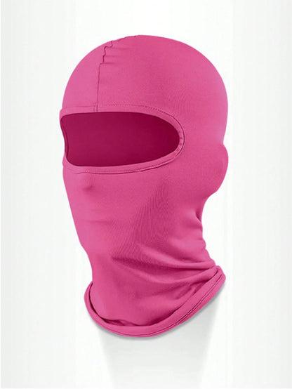 1pc Unisex Solid Color Printed Balaclava Headwear Set, Single Hole Full Face Mask, Suitable For Daily Wear And Outdoor Activities