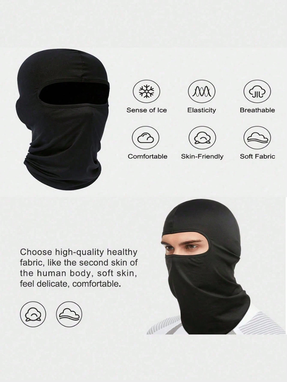 1pc Unisex Solid Color Printed Balaclava Headwear Set, Single Hole Full Face Mask, Suitable For Daily Wear And Outdoor Activities