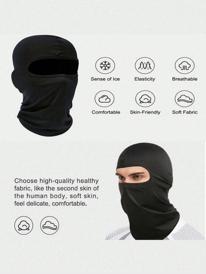 1pc Unisex Solid Color Printed Balaclava Headwear Set, Single Hole Full Face Mask, Suitable For Daily Wear And Outdoor Activities