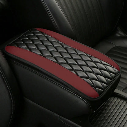 1pc Universal 4-Season Car Center Console Armrest Cover, PU Leather Embroidered Non-Slip Armrest Box Protector, Multi-Colors Available- Red, Black, Blue,, Beige, Purple, Burgundy, Green, Orange,Car A