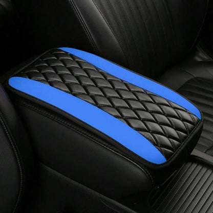 1pc Universal 4-Season Car Center Console Armrest Cover, PU Leather Embroidered Non-Slip Armrest Box Protector, Multi-Colors Available- Red, Black, Blue,, Beige, Purple, Burgundy, Green, Orange,Car A