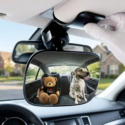 1pc Universal Car Rearview Mirror Wide Angle Auxiliary Mirror, Clip-On Baby & Pet Observation Mirror, Back Seat Interior Safety Accessory (Black)
