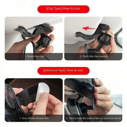 1pc Universal Car Rearview Mirror Wide Angle Auxiliary Mirror, Clip-On Baby & Pet Observation Mirror, Back Seat Interior Safety Accessory (Black)