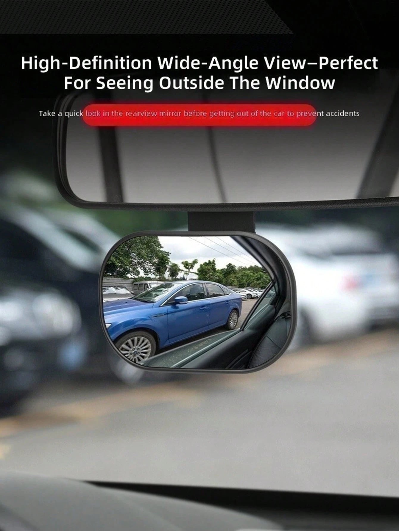 1pc Universal Car Rearview Mirror Wide Angle Auxiliary Mirror, Clip-On Baby & Pet Observation Mirror, Back Seat Interior Safety Accessory (Black)