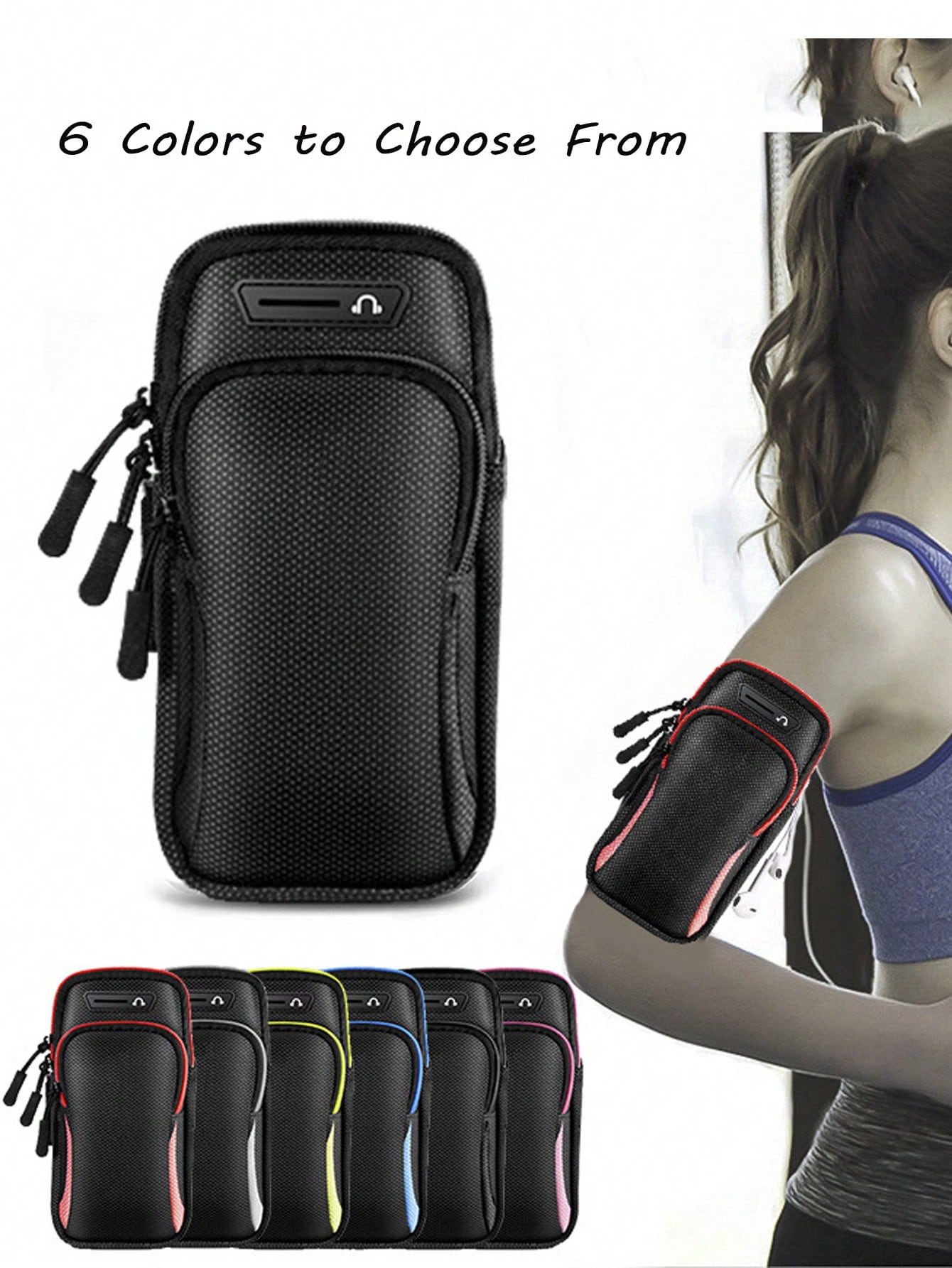 1pc Universal Waterproof Phone Arm Bag, Dual-Layer Zipper Design: Men's Outdoor Sports Arm Bag- Adjustable Shoulder Strap, Suitable For Running, Hiking, Cycling And More Sports! Safely Store Your Pho