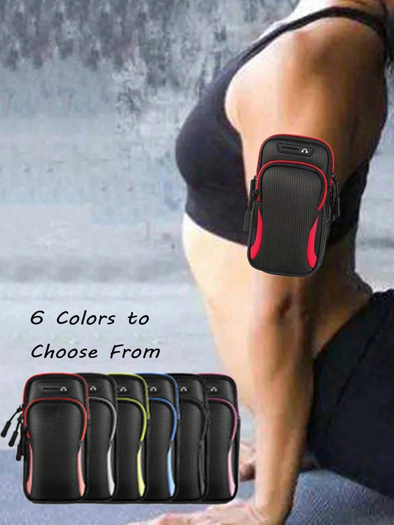 1pc Universal Waterproof Phone Arm Bag, Dual-Layer Zipper Design: Men's Outdoor Sports Arm Bag- Adjustable Shoulder Strap, Suitable For Running, Hiking, Cycling And More Sports! Safely Store Your Pho