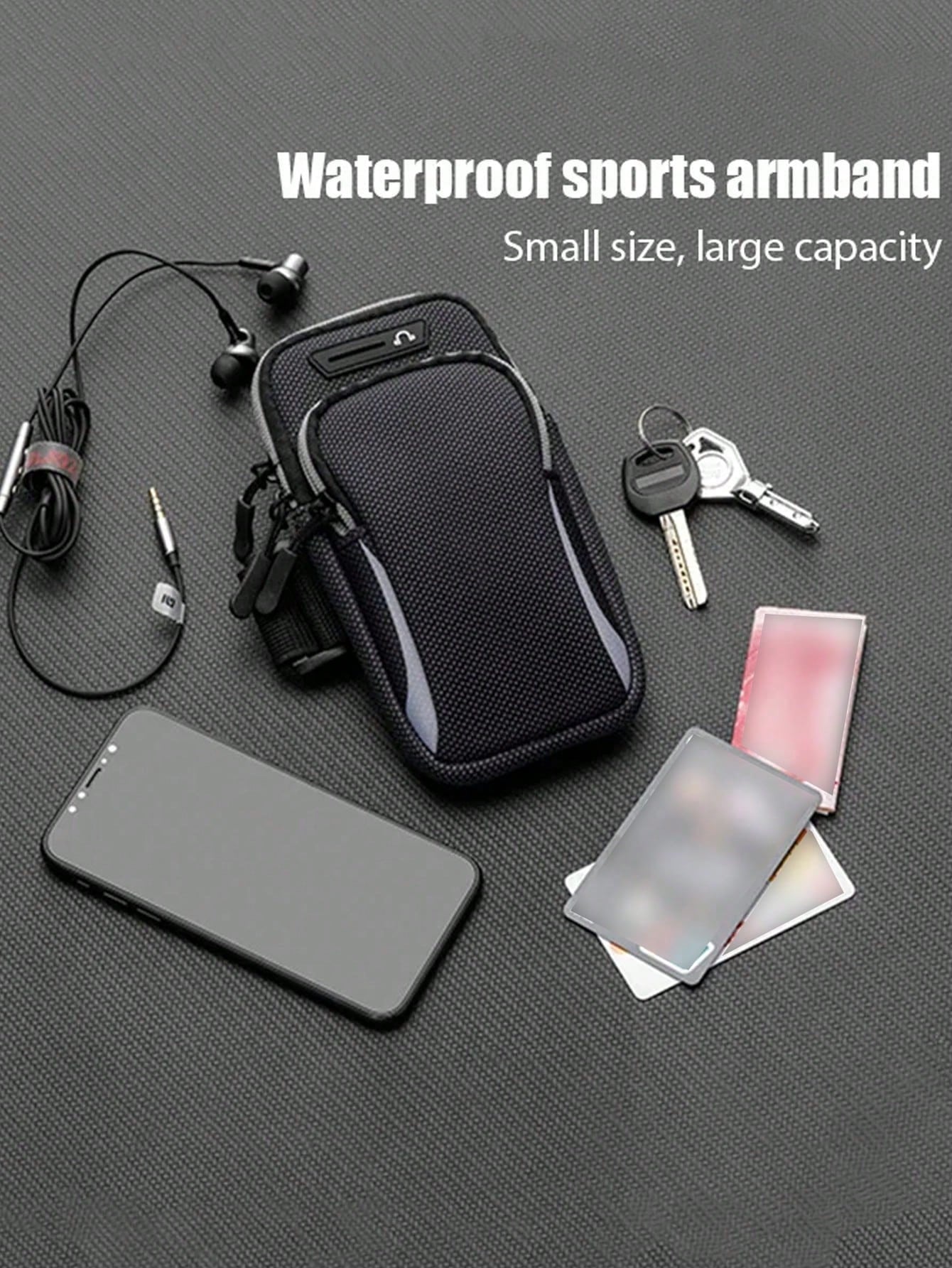 1pc Universal Waterproof Phone Arm Bag, Dual-Layer Zipper Design: Men's Outdoor Sports Arm Bag- Adjustable Shoulder Strap, Suitable For Running, Hiking, Cycling And More Sports! Safely Store Your Pho
