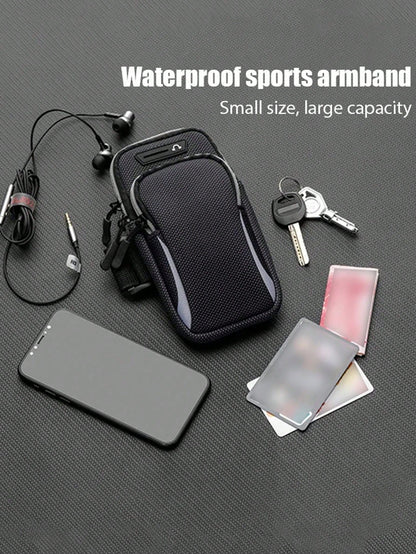 1pc Universal Waterproof Phone Arm Bag, Dual-Layer Zipper Design: Men's Outdoor Sports Arm Bag- Adjustable Shoulder Strap, Suitable For Running, Hiking, Cycling And More Sports! Safely Store Your Pho