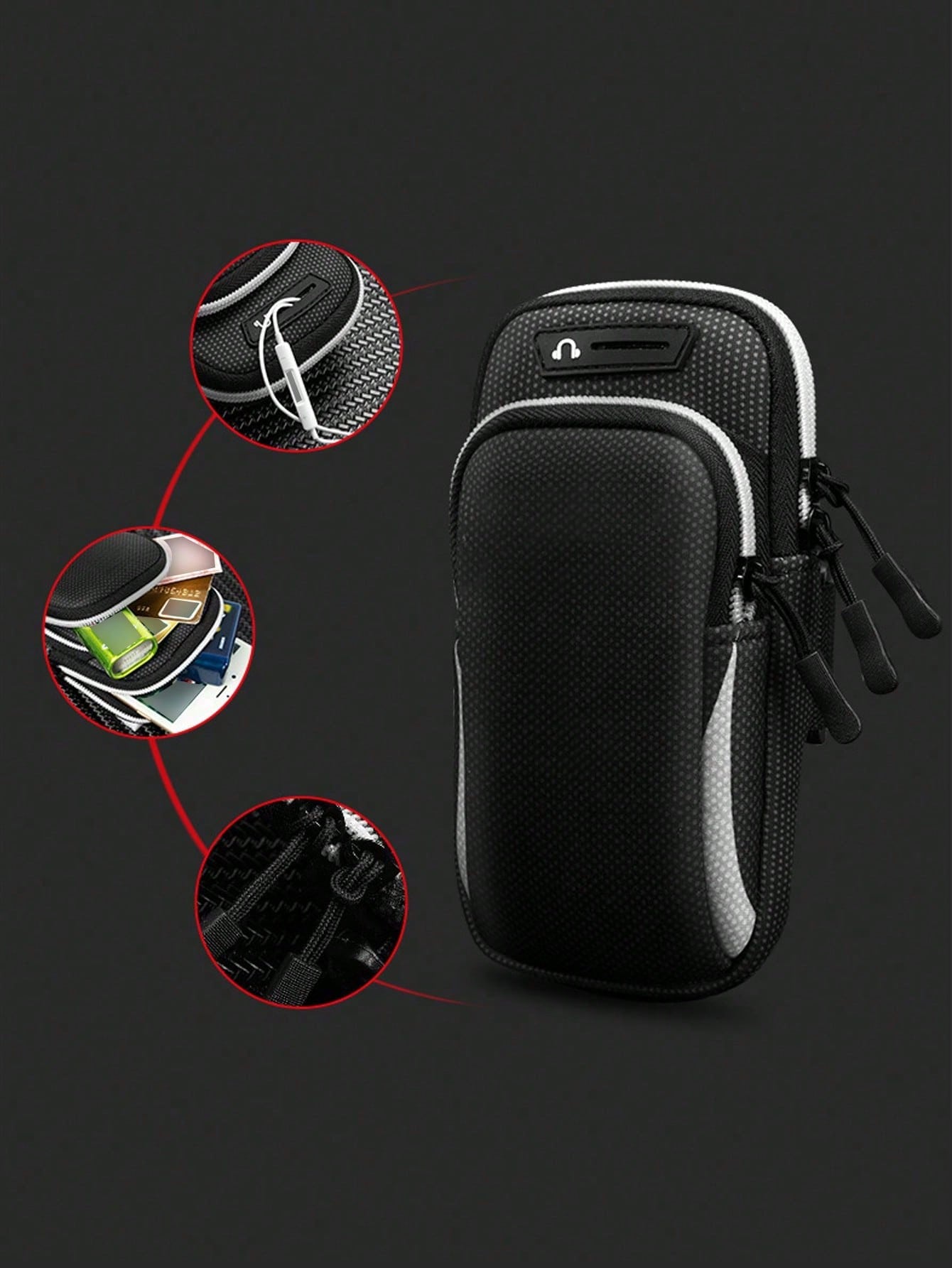 1pc Universal Waterproof Phone Arm Bag, Dual-Layer Zipper Design: Men's Outdoor Sports Arm Bag- Adjustable Shoulder Strap, Suitable For Running, Hiking, Cycling And More Sports! Safely Store Your Pho
